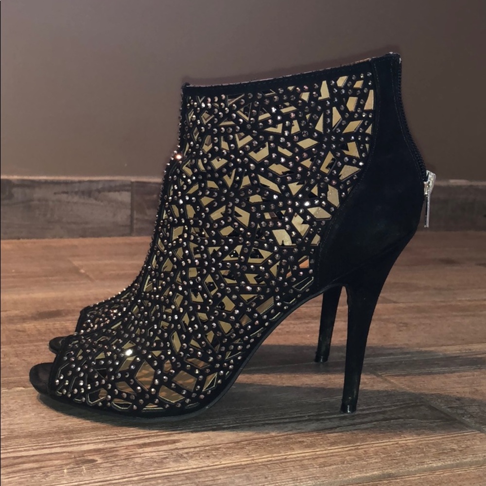 Black Booties with Rhinestones